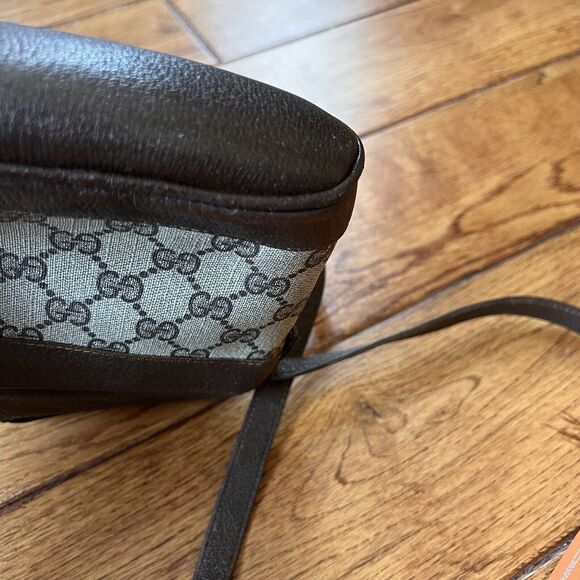 Vtg 1980’s Gucci GG Drawstring Bucket Coated Canvas Crossbody/Shoulder Bag Tan - Picture 6 of 10